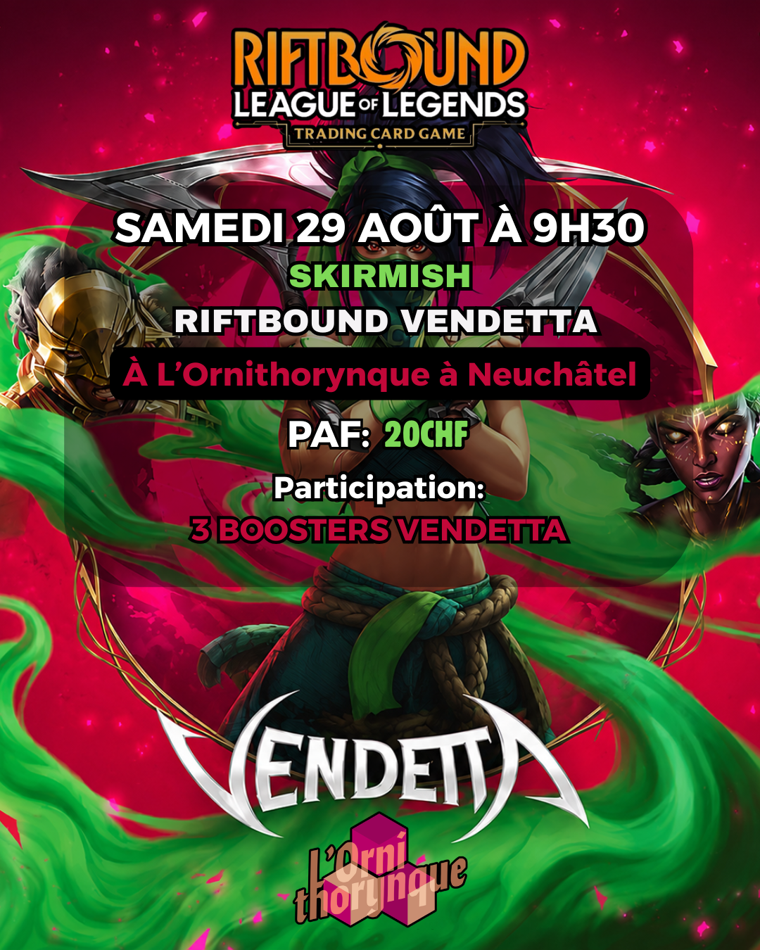 ⚔️🌿 Riftbound – Skirmish Vendetta | Samedi 29 août à 9h30