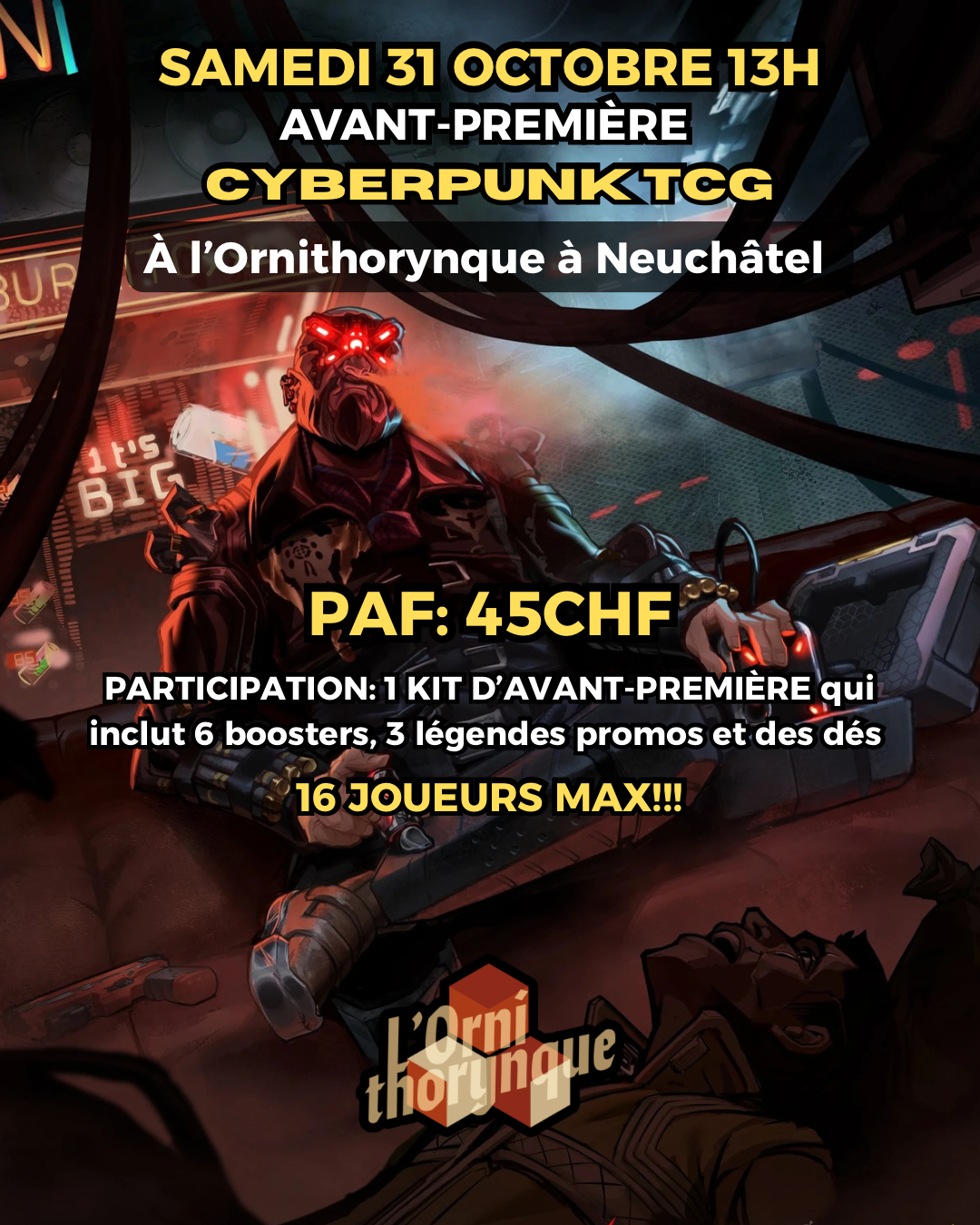 🌃🤖🔥 Avant-première Cyberpunk TCG | 📅 Samedi 31 octobre – 13h