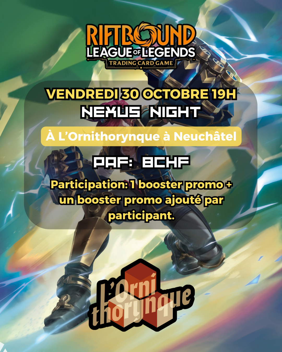 ⚔️🌀✨ Riftbound – Nexus Night | 📅 Vendredi 30 octobre – 19h